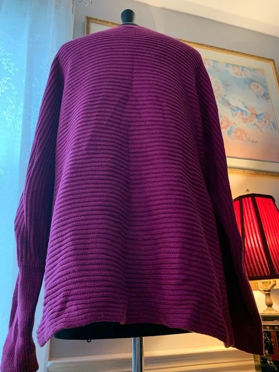 Rachel Zoe Magenta Off-the-Shoulder Hi Low Pullover Sweater - Picture 6 of 8